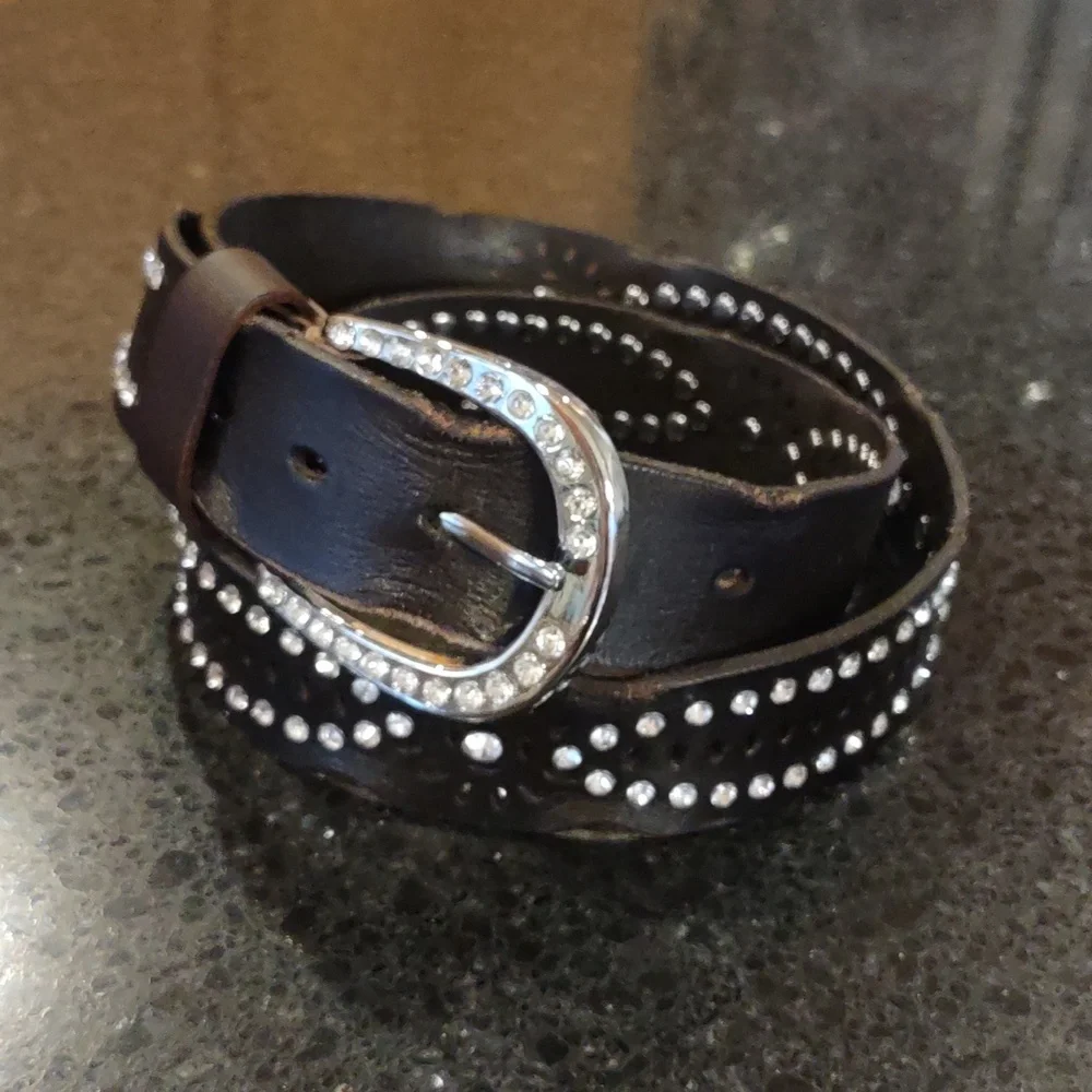 BKE | Genuine Leather Rhinestone Embellished Brown 🤎 Belt